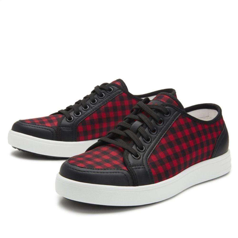TRAQ by Alegria Sneaq Sneaker in Check Yeah Red Leather